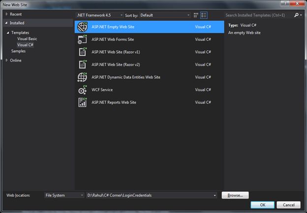 asp.net empty website